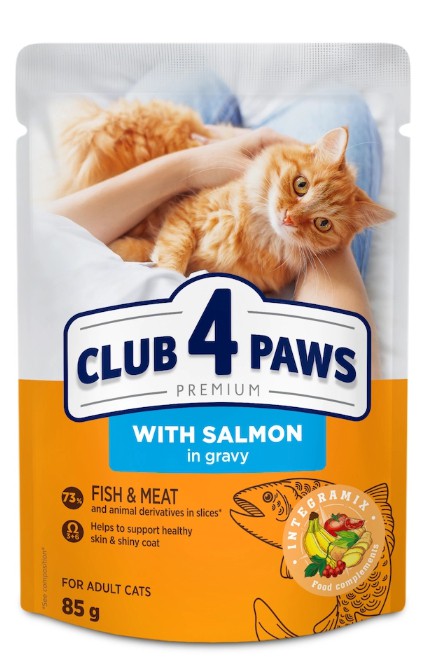 ПАУЧ Клуб 4 лапи для котів з лососем соус, 85г